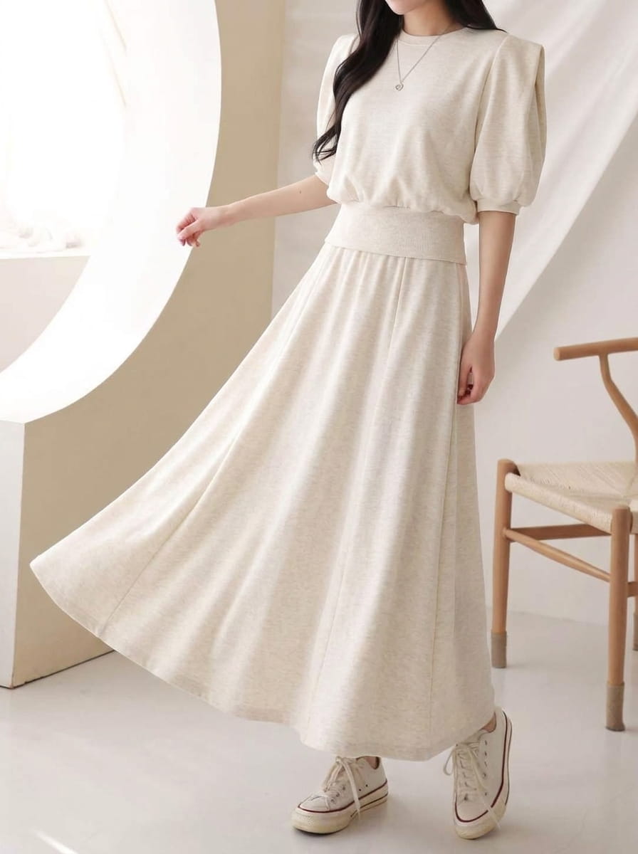 Korea Oatmeal Set (Top and Skirt)