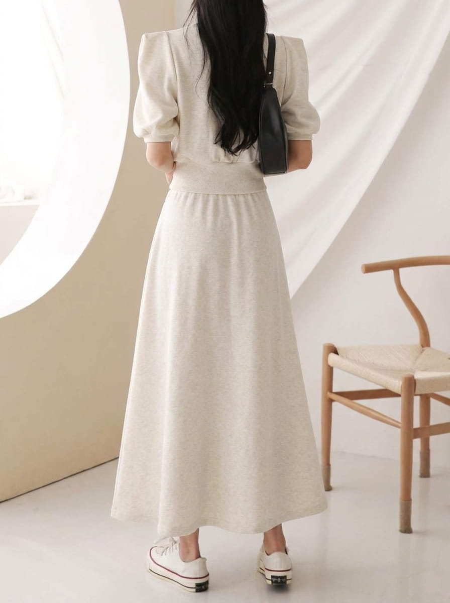 Korea Oatmeal Set (Top and Skirt) 2